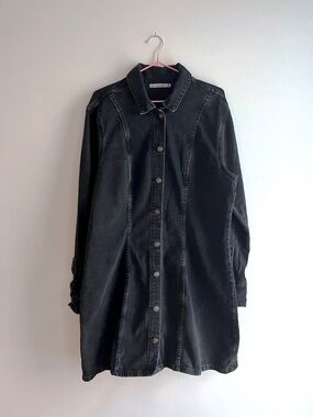 Denim shirt dress in washed black - Size XL Tall